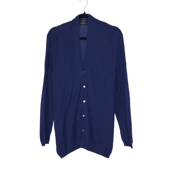 PAS DE CALAIS Cotton Linen Cardigan Navy Blue Long Sleeves Women's 38/US 4-6 - Picture 1 of 9
